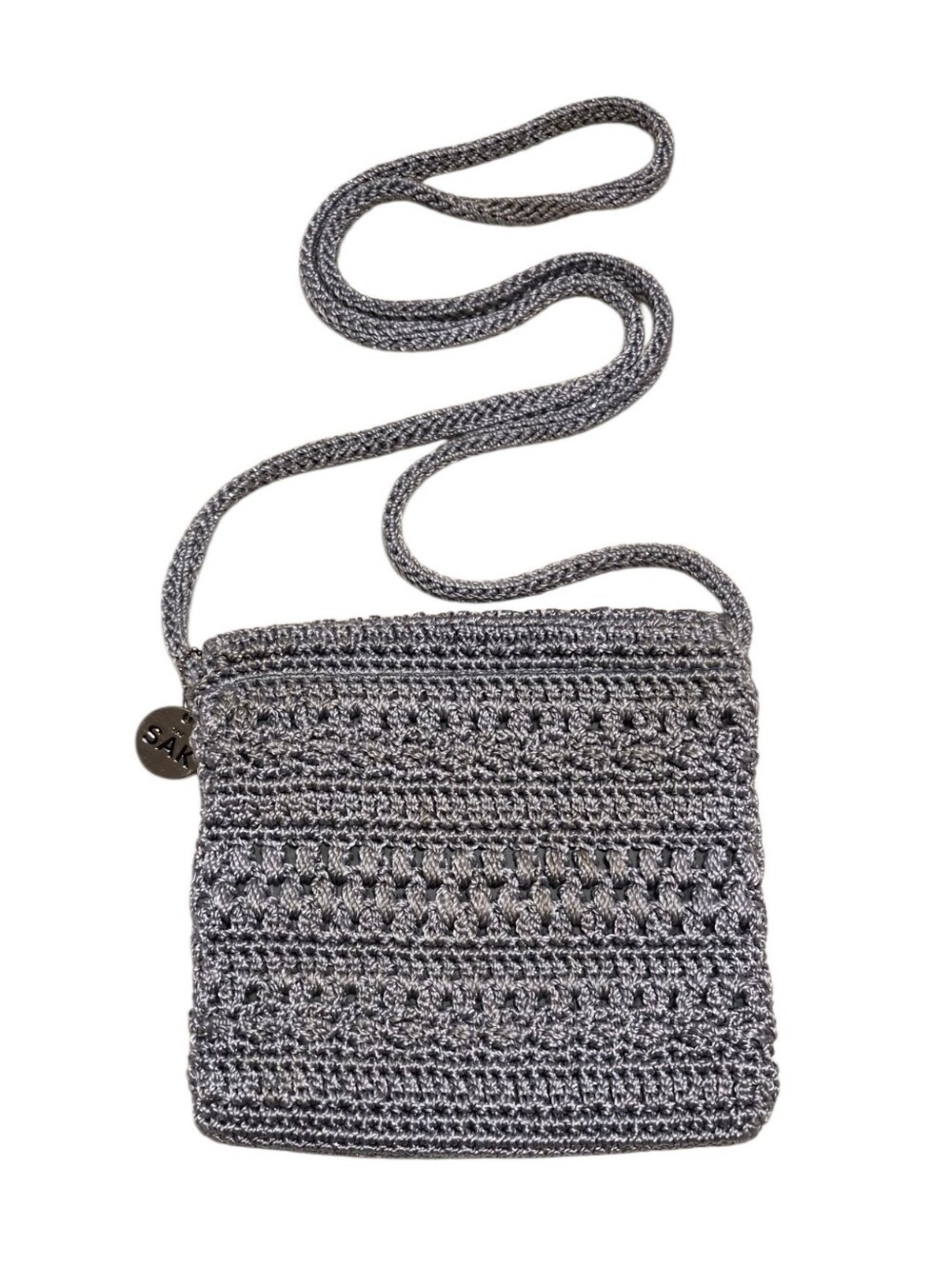 The Sak Iconic 90s/Y2K Grav Knit Crochet Mini Crossbody Shoulder Bag